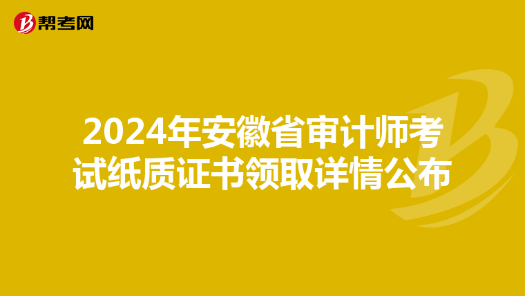 2024年安徽省审计师考试纸质证书领取详情公布
