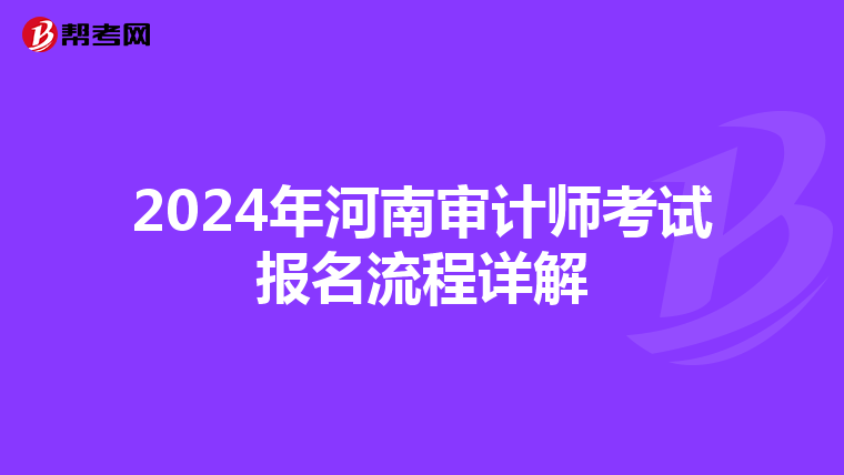 2024年河南审计师考试报名流程详解
