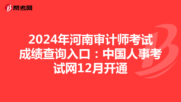 2024年河南审计师考试成绩查询入口：中国人事考试网12月开通