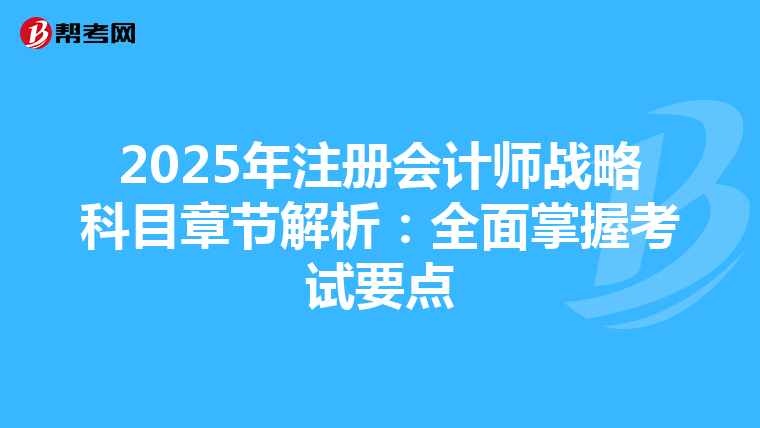 2025年注冊會計(jì)師戰(zhàn)略科目章節(jié)解析:全面掌握考試要點(diǎn)