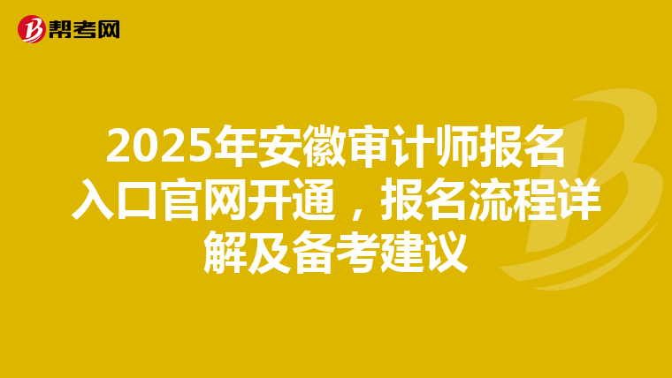 2025年安徽审计师报名入口官网开通，报名流程详解及备考建议