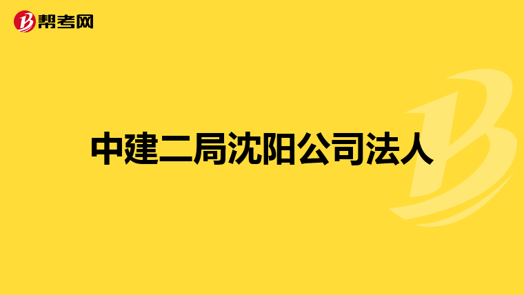 中建二局沈阳公司法人