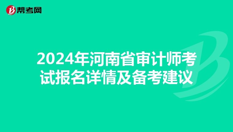 2024年河南省审计师考试报名详情及备考建议