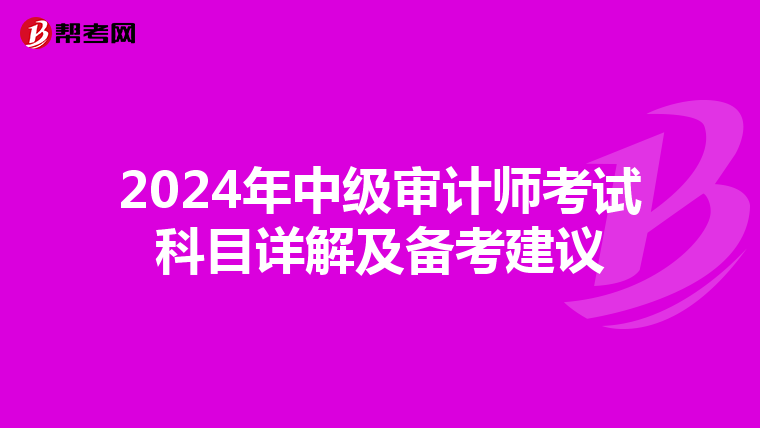 2024年中级审计师考试科目详解及备考建议