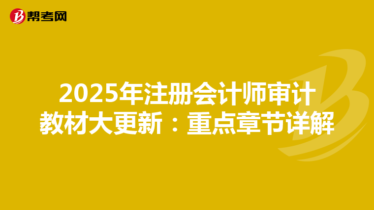 2025年注冊會計(jì)師審計(jì)教材大更新:重點(diǎn)章節(jié)詳解