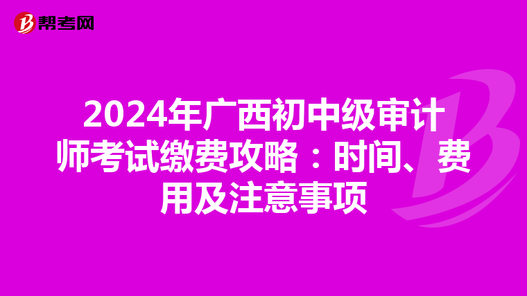 2024年广西初中级审计师考试缴费攻略：时间、费用及注意事项