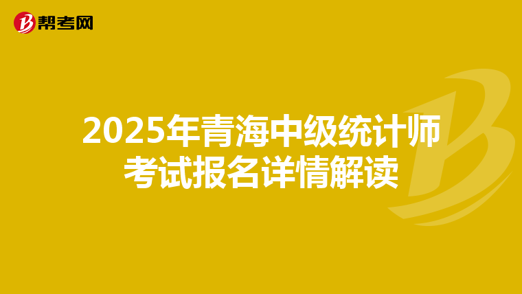 2025年青海中級統計師考試報名詳情解讀