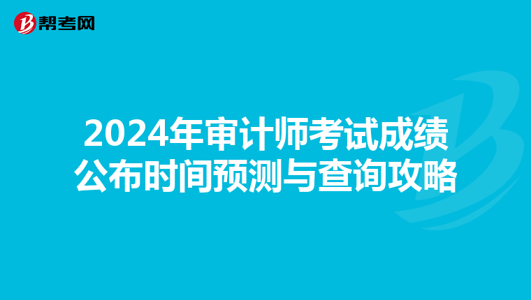 2024年审计师考试成绩公布时间预测与查询攻略