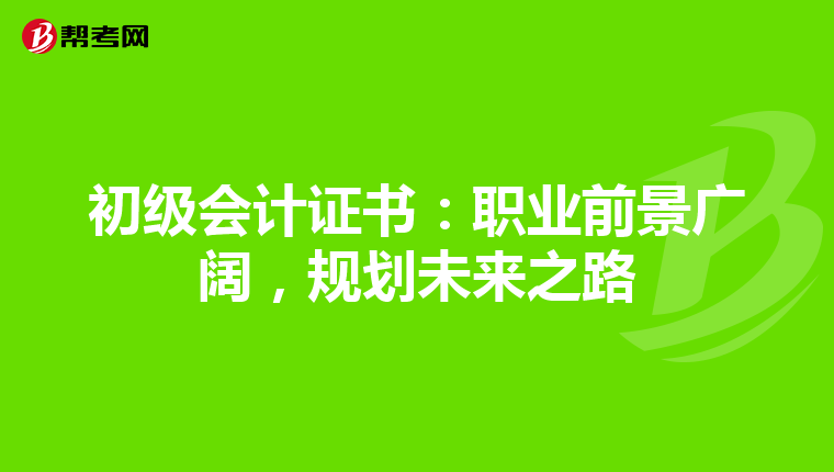 初级会计证书：职业前景广阔，规划未来之路