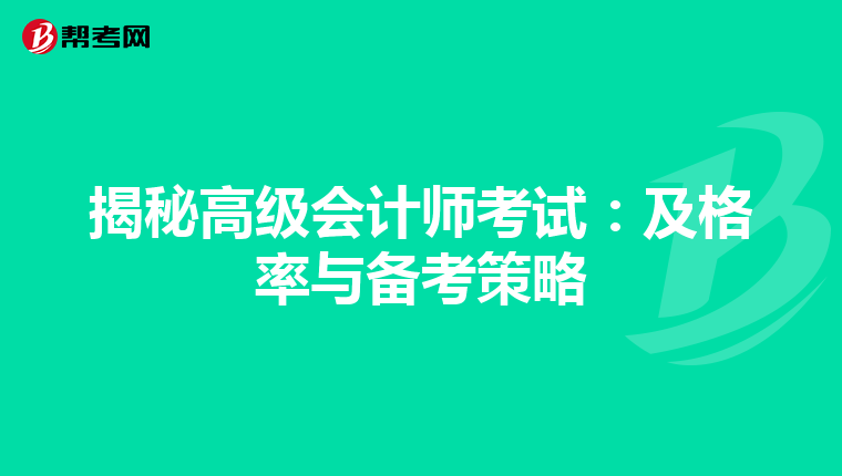 揭秘高級會計師考試:及格率與備考策略