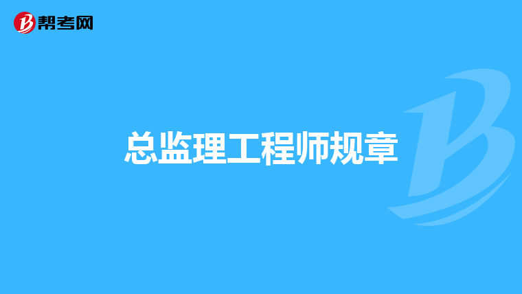 总监理工程师规章