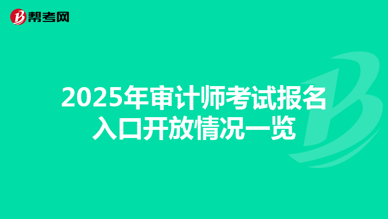 2025年审计师考试报名入口开放情况一览