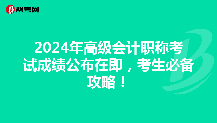2024年高级会计职称考试成绩公布在即，考生必备攻略！