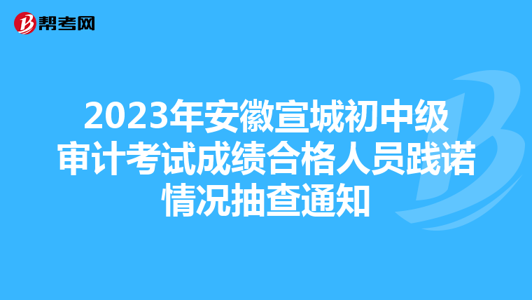 2023年安徽宣城初中級審計(jì)考試成績合格人員踐諾情況抽查通知