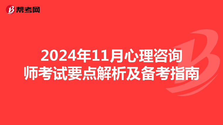 2024年11月心理咨询师考试要点解析及备考指南