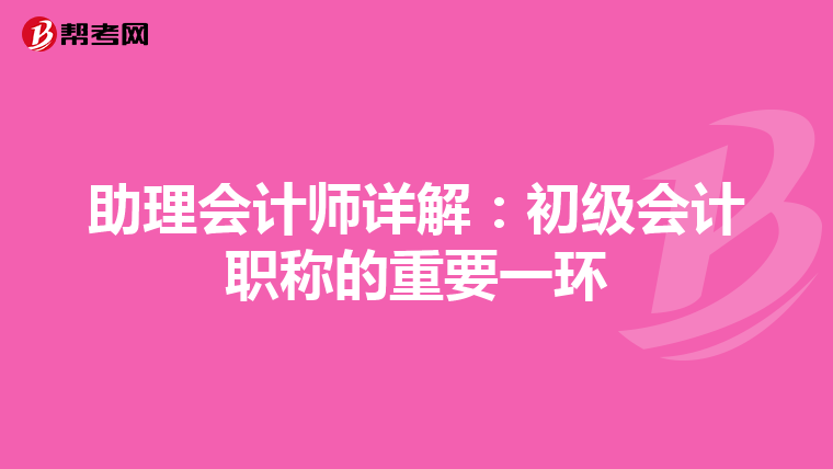助理会计师详解：初级会计职称的重要一环