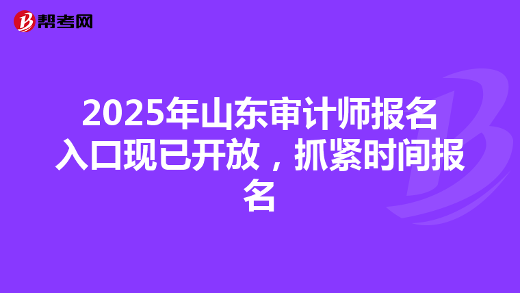 2025年山东审计师报名入口现已开放，抓紧时间报名