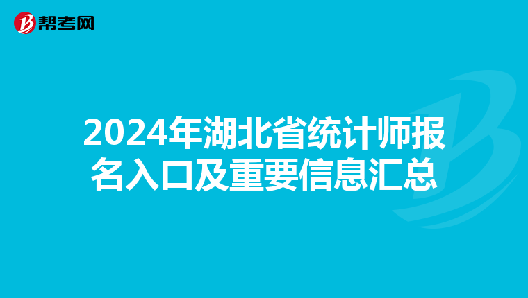 2024年湖北省统计师报名入口及重要信息汇总