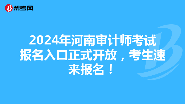 2024年河南审计师考试报名入口正式开放，考生速来报名！