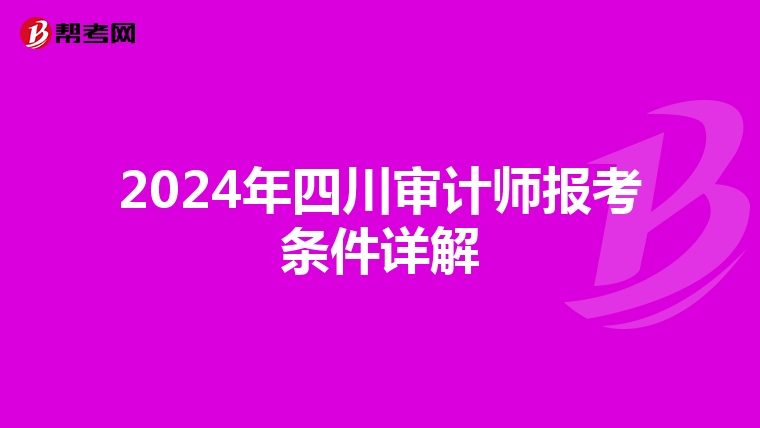 2024年四川审计师报考条件详解