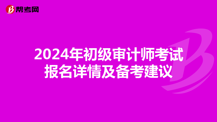 2024年初级审计师考试报名详情及备考建议