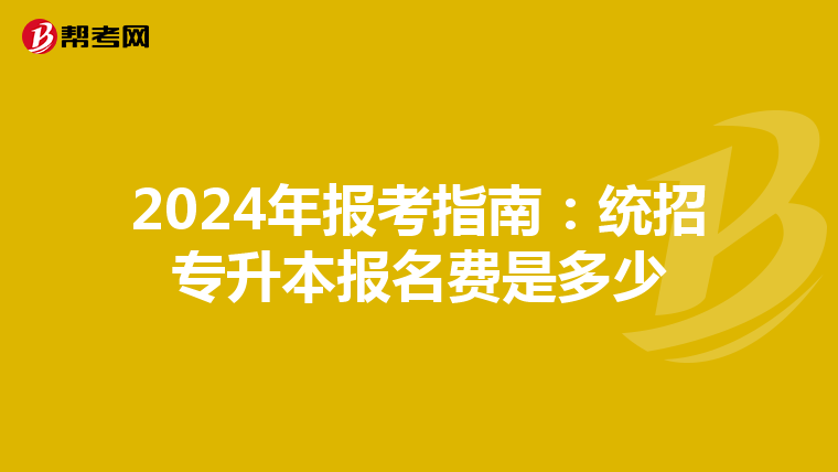 2024年报考指南：统招专升本报名费是多少