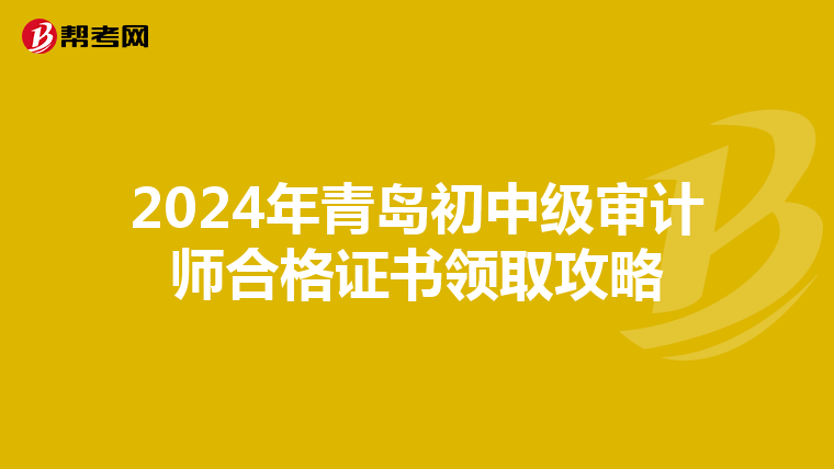 2024年青岛初中级审计师合格证书领取攻略