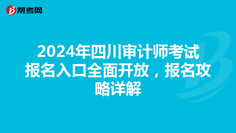 2024年四川审计师考试报名入口全面开放，报名攻略详解