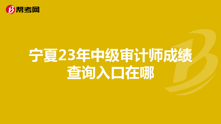 宁夏23年中级审计师成绩查询入口在哪