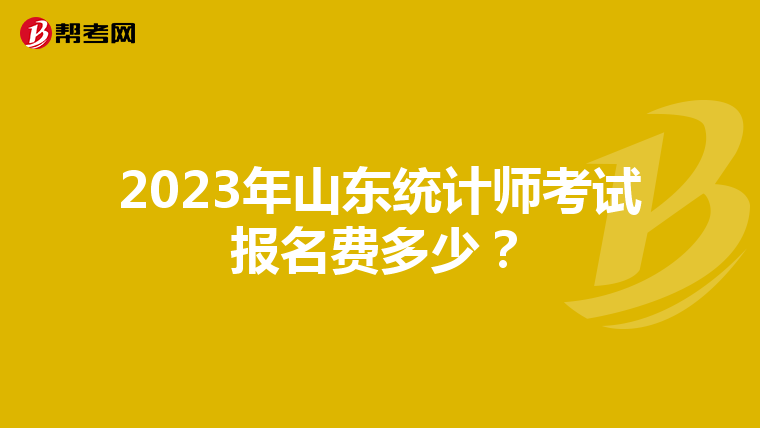 2023年山东统计师考试报名费多少？