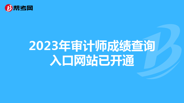 2023年審計(jì)師成績查詢?nèi)肟诰W(wǎng)站已開通