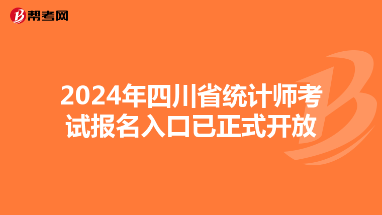 2024年四川省统计师考试报名入口已正式开放