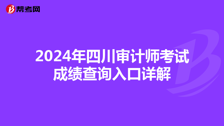 2024年四川审计师考试成绩查询入口详解