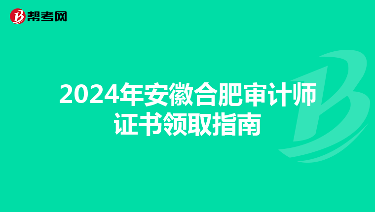 2024年安徽合肥審計師證書領取指南