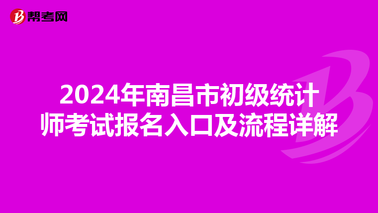2024年南昌市初级统计师考试报名入口及流程详解