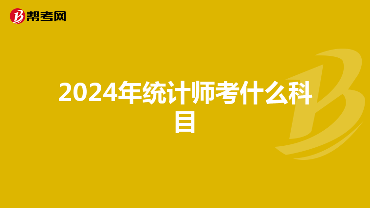 2024年统计师考什么科目