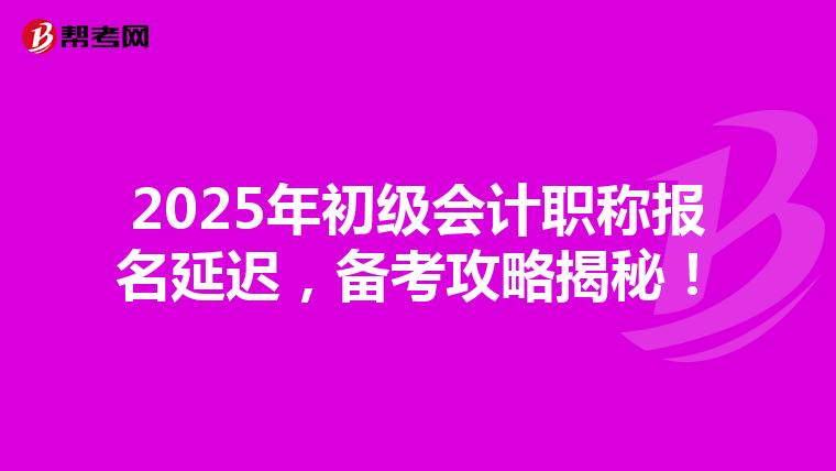 2025年初级会计职称报名延迟，备考攻略揭秘！