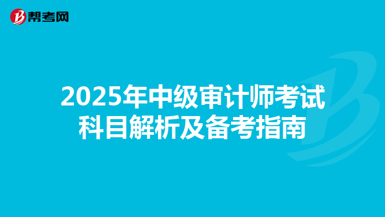 2025年中級(jí)審計(jì)師考試科目解析及備考指南