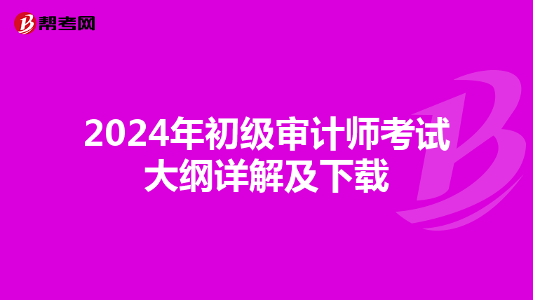 2024年初级审计师考试大纲详解及下载