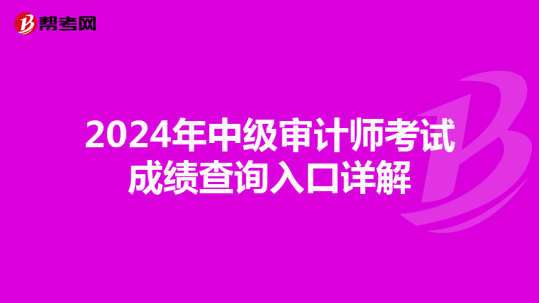 2024年中级审计师考试成绩查询入口详解