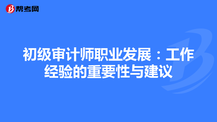 初级审计师职业发展：工作经验的重要性与建议