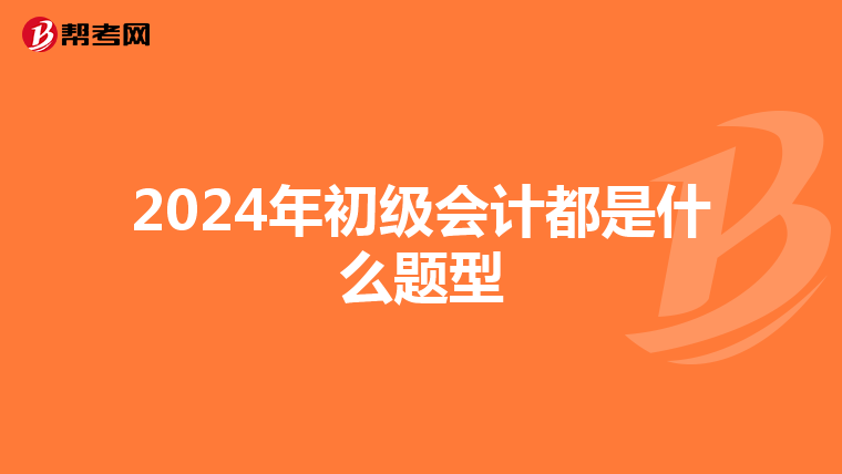 2024年初級會計都是什么題型