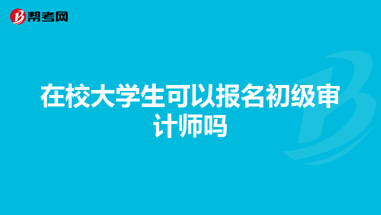 在校大学生可以报名初级审计师吗