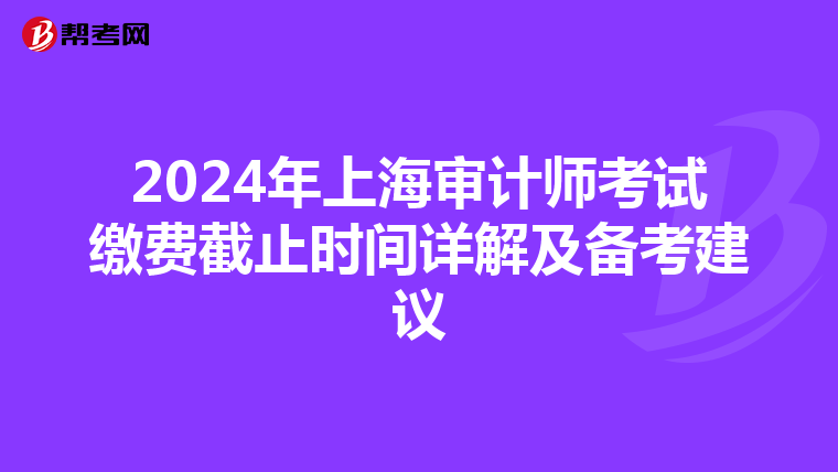 2024年上海审计师考试缴费截止时间详解及备考建议