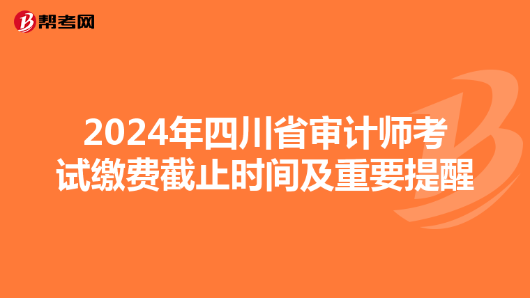 2024年四川省审计师考试缴费截止时间及重要提醒