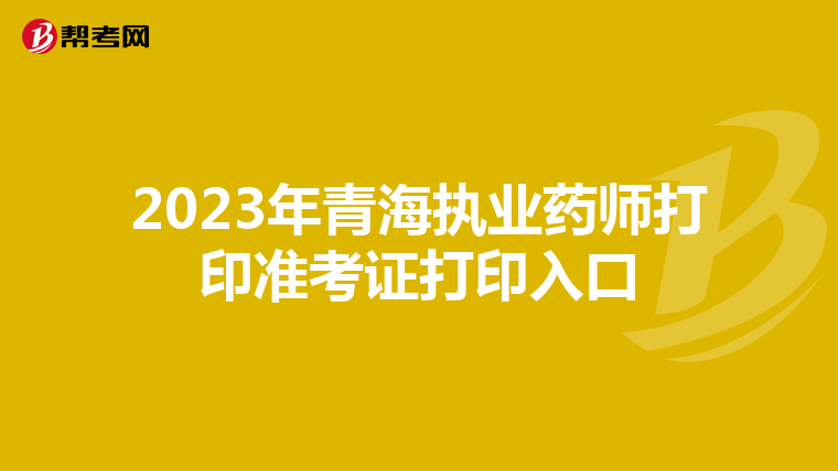 2023年青海执业药师打印准考证打印入口