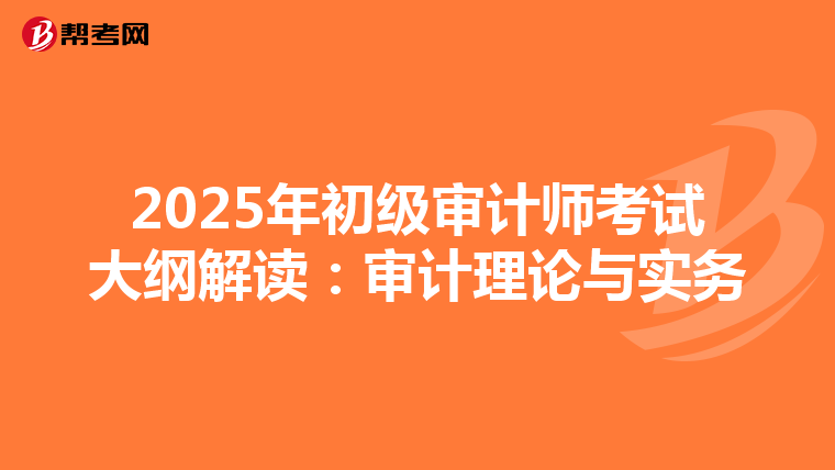 2025年初级审计师考试大纲解读：审计理论与实务