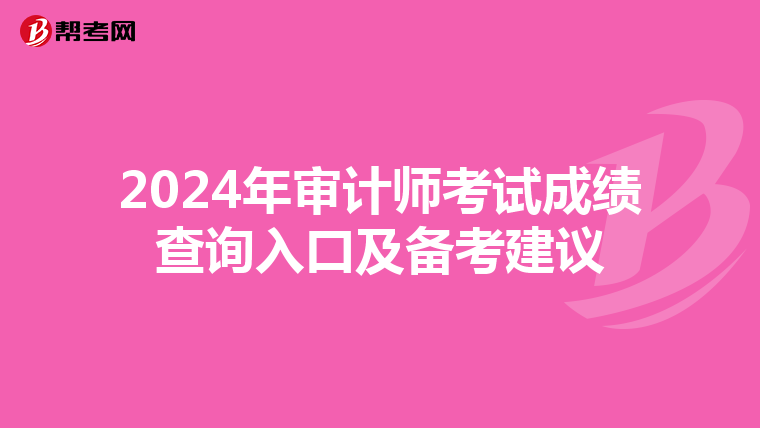 2024年审计师考试成绩查询入口及备考建议
