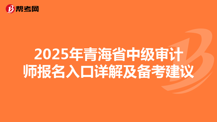 2025年青海省中級審計師報名入口詳解及備考建議