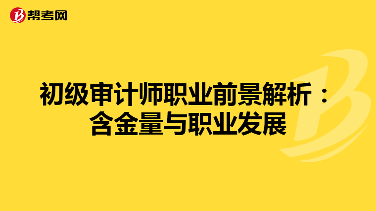 初级审计师职业前景解析：含金量与职业发展